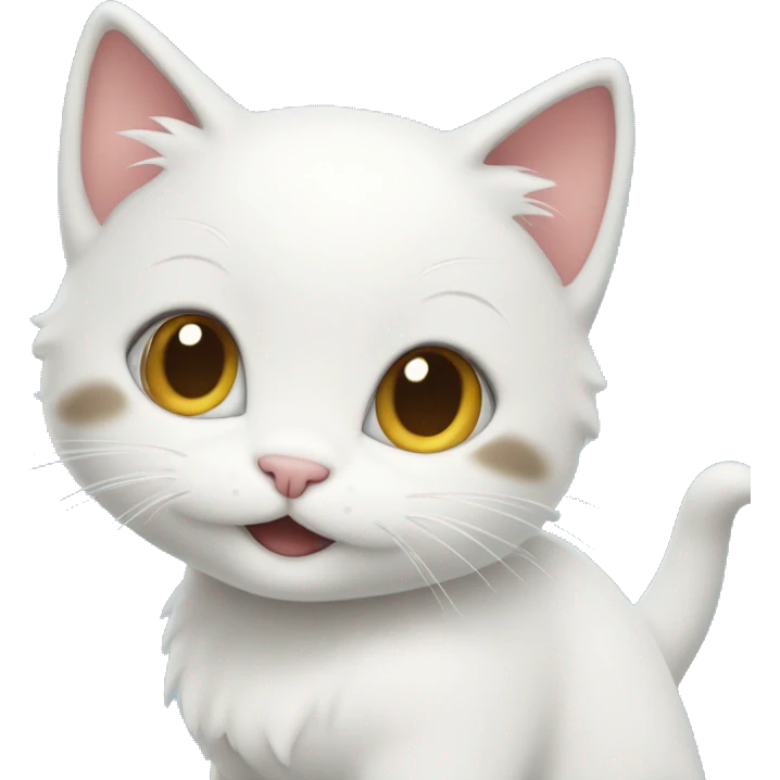 super cute kitten with cloud, cat is smiling. emoji