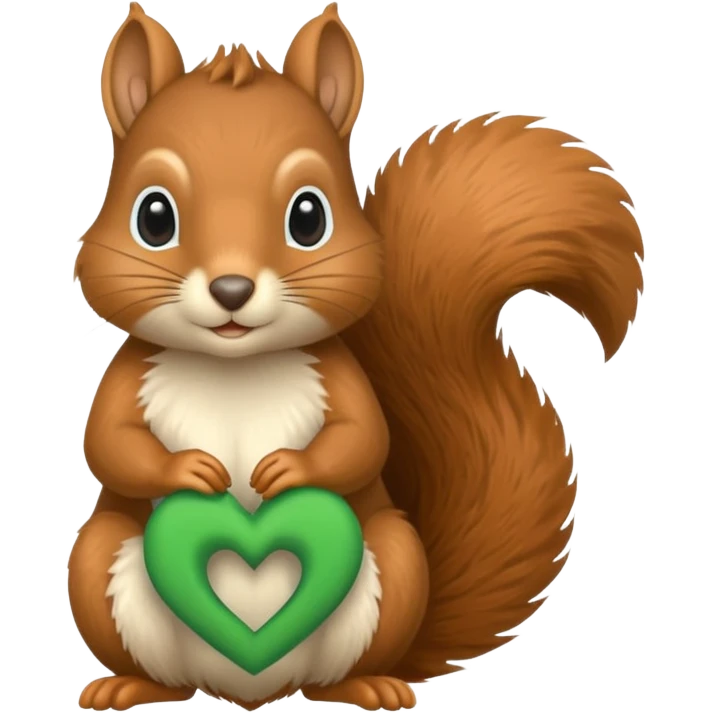 Squirrel in a heart with a green mental Health Awearness ribbon emoji
