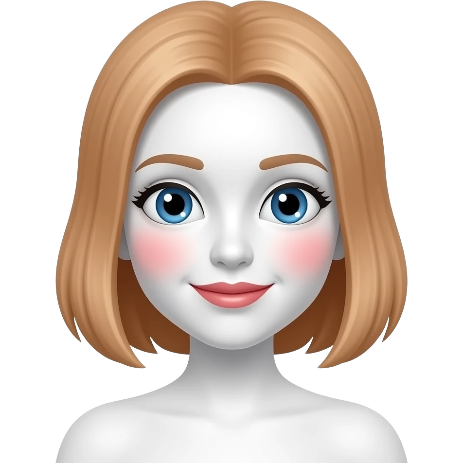 높은색상. 흰색 얼굴의 붉은색 홍조 큰 눈 파란 동공 이모티콘 emoji