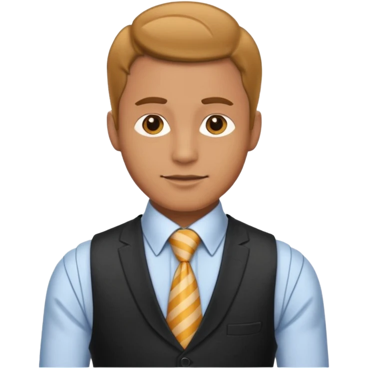 man in vest, striped tie emoji