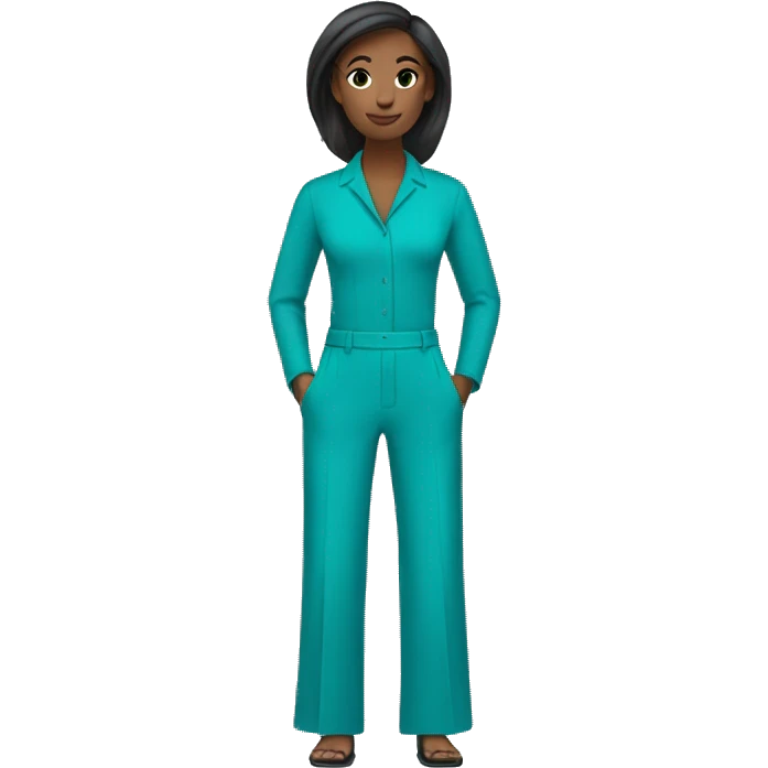 A sleek turquoise jumpsuit without a person, tailored with wide-leg pants, minimal details, and a clean modern style. emoji