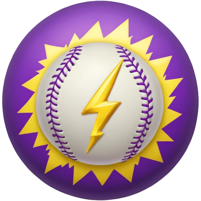 Baseball with purple seams with a yellow lightning bolt on it emoji