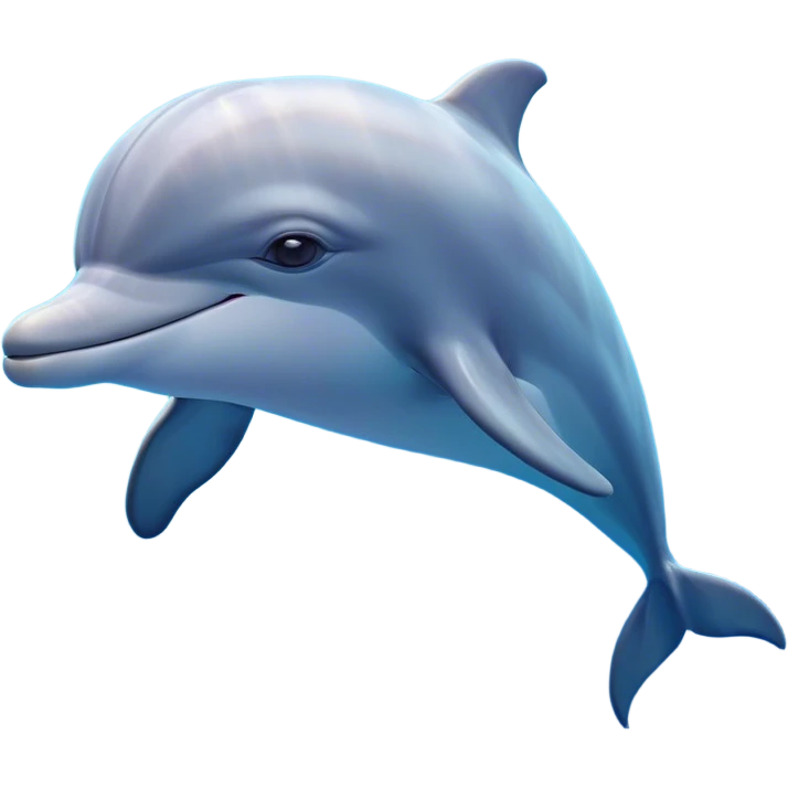Cinematic Dreamy Dolphin Portrait Emoji, Floating serenely in a gentle sea of soft light, with a relaxed, streamlined body and half-closed, drowsy eyes that reflect a peaceful underwater lullaby, and a subtle, contented smile, Simplified yet irresistibly adorable features, highly detailed, glowing with a soft, dreamy aquatic radiance, high shine, calm and enchanting, stylized with an air of sleepy marine wonder, soft glowing outline, capturing the essence of a super cute dolphin that appears ready to drift into a sweet, soothing nap! emoji