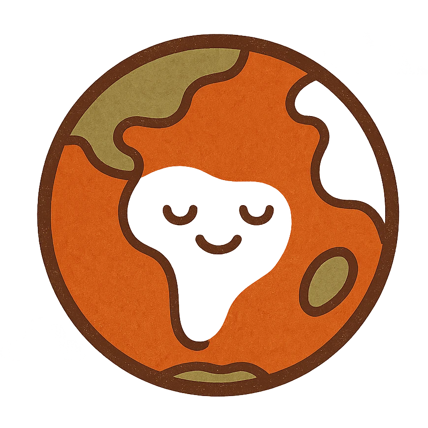 bold icon of a planet in flat warm colors style emoji