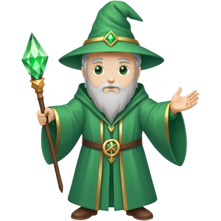 Wizard of Emerald City with green robe and magic wand emoji
