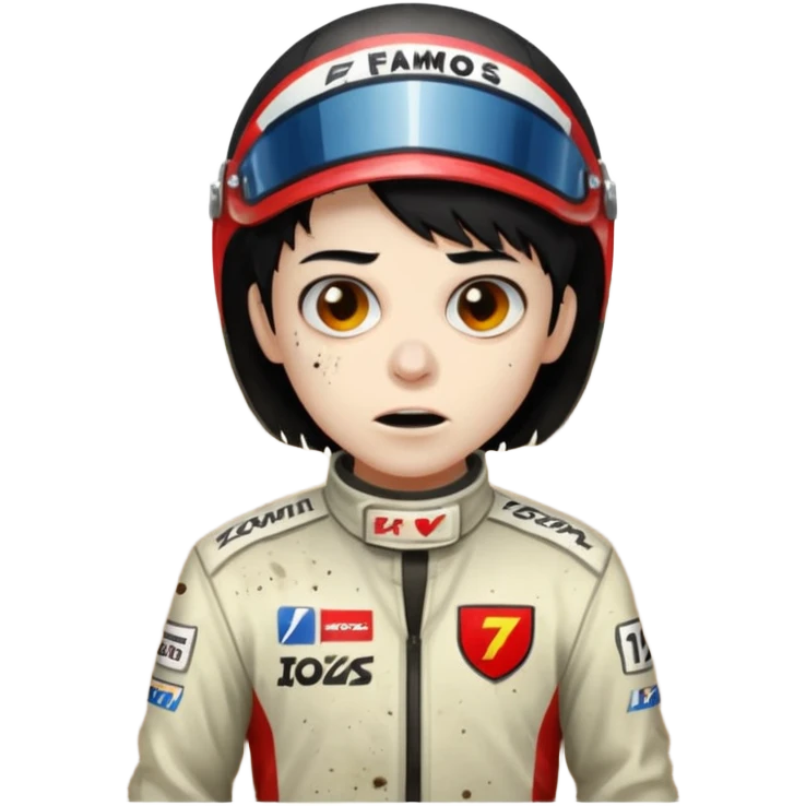 zombie formula 1 racer black haired emoji