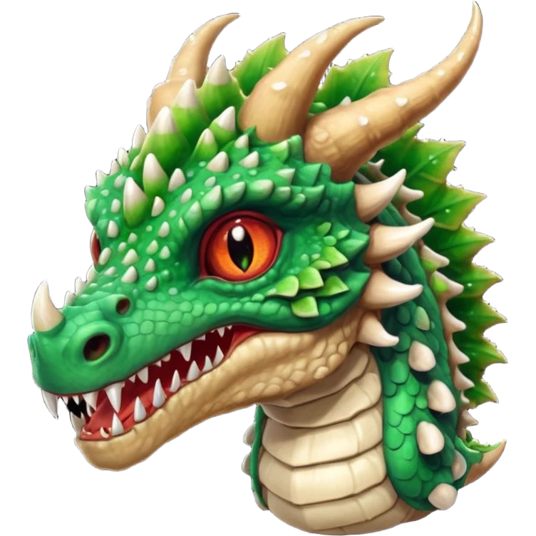 poisonous mushroom dragon beast portrait, head and shoulders only, small dragon face, mushroom cap scales, glowing green spores, sharp teeth, fantasy animal monster vibe, 3D cartoon, mobile game icon style, clean background, no text, no watermark

 emoji