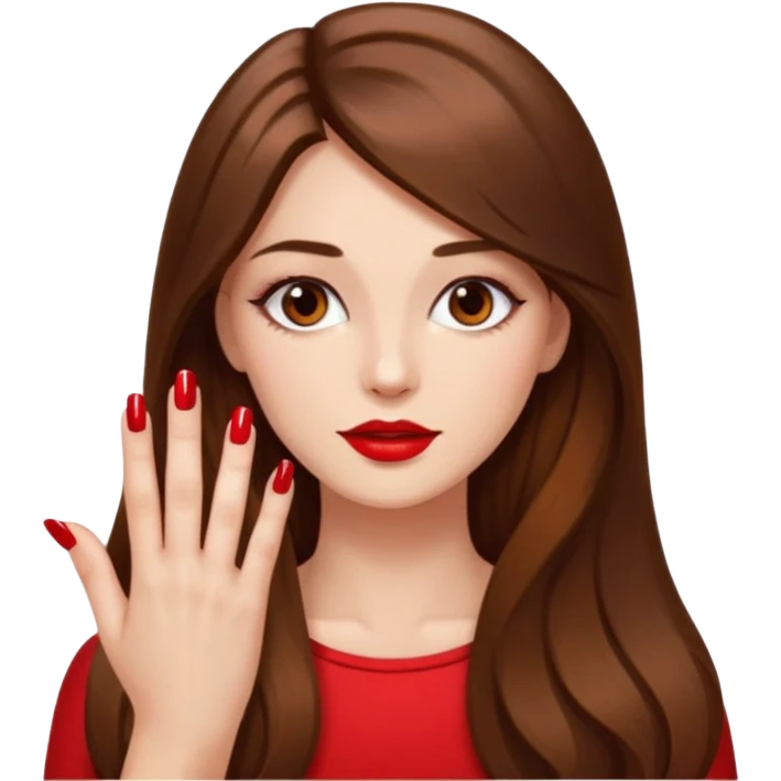 long haired woman nail art on nails emoji