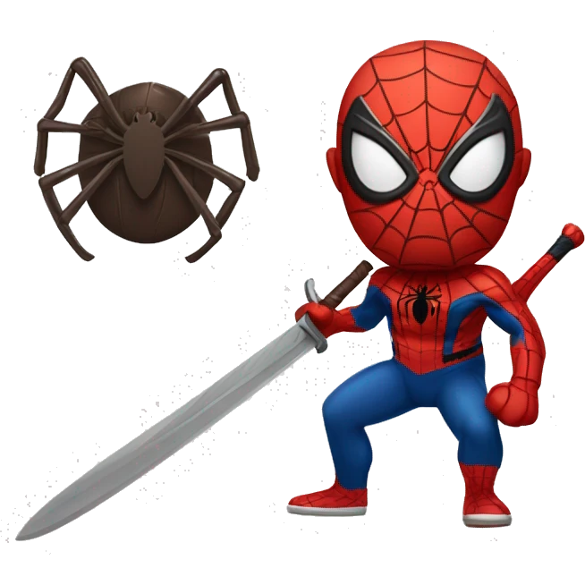 Spider-man with a sword in a slicing pose emoji