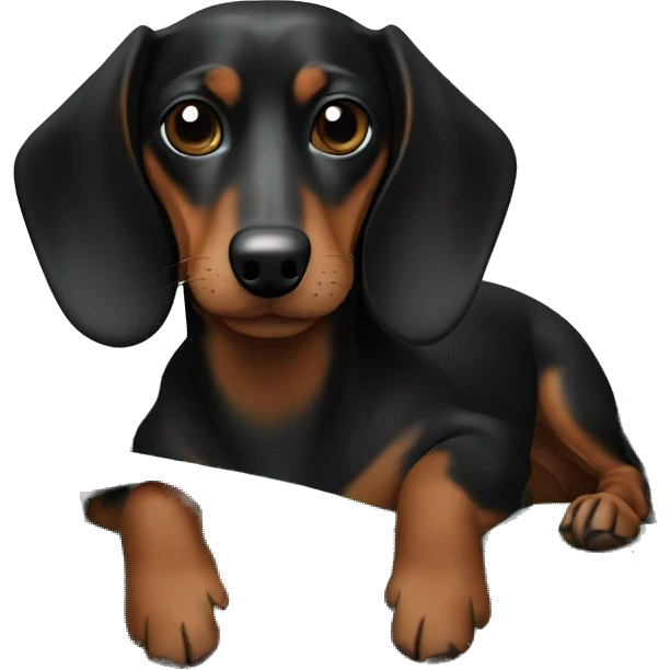 Black and brown dachshund laying on arm of a white sofa on top of a green blanket  emoji