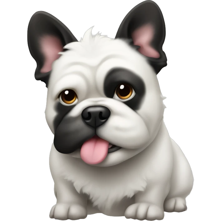 White and black fluffy French bull dog  emoji