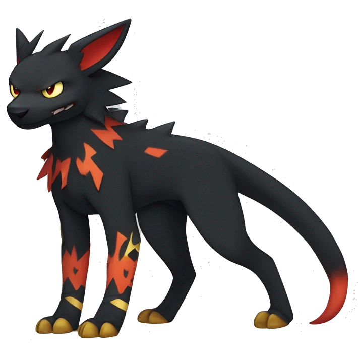 Cool Edgy Litten-Houndoom-Luxray Fakémon Digimon with Edgy markings, full body, outlined emoji