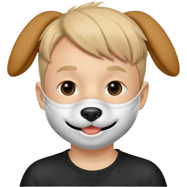 boy wearing dog mouth mask, without ears emoji