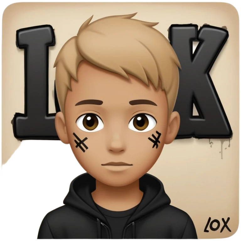 Мальчик Ноир с подписью лох emoji