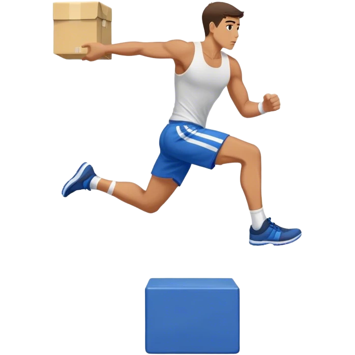 man in blue shorts box-jump exercise side-view emoji