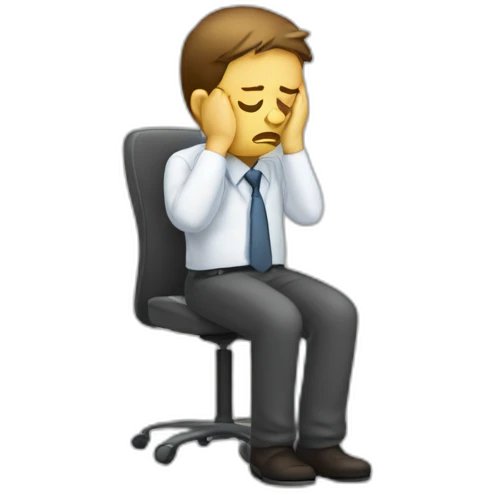 office worker depressed, tired emoji