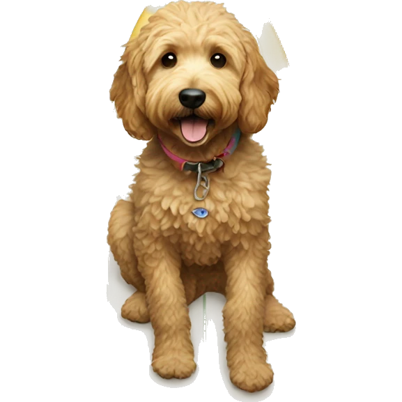 Golden doodle on a surfboard emoji