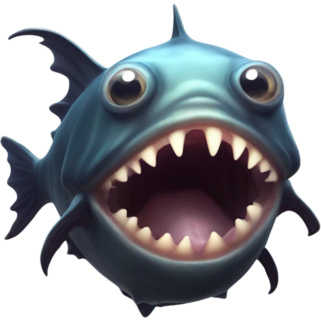 Anglerfish with glowing lure, sharp teeth, and big eyes. emoji