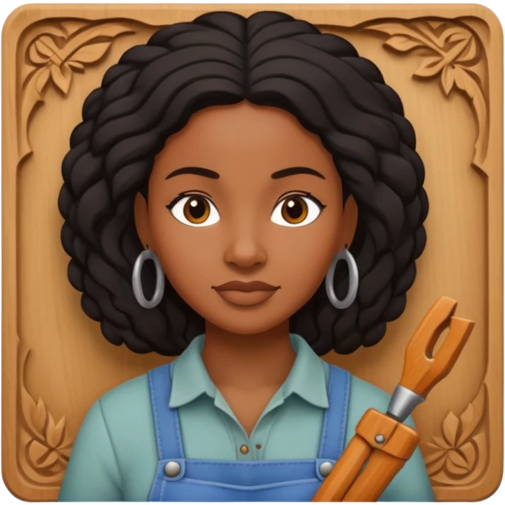 Wood Carving Craftsman black woman emoji