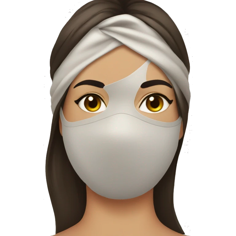 brunette girl in a sauna mask emoji