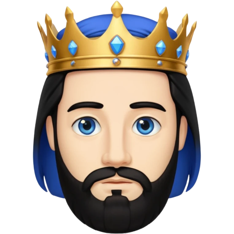 King Solomon with black hair and beard, blue eyes emoji