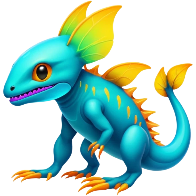 Exotic futuristic lush warm-colored neon Fakémon-creature emoji