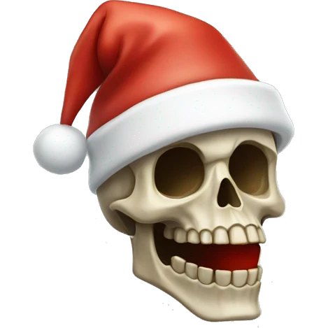 Skeleton with christmas hat emoji