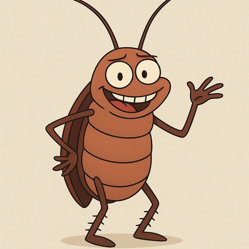 cartoon cockroach, playful, simple background emoji