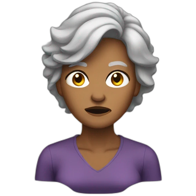Sixty woman with gray hair angry emoji
