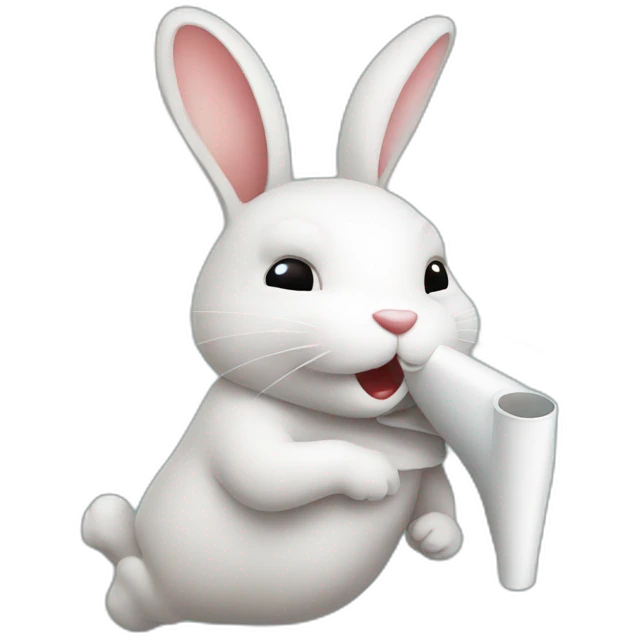 Rabbit swallows a tube emoji