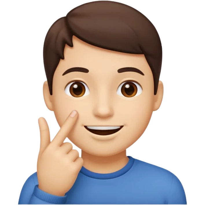 Una persona sonriendo con el dedo en la boca en los labios emoji