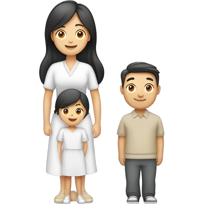 familia de cuatro papa mama hijo e hija, papá gordo cabello chino, mamá cabello güero lasio, hijo mayor cabello lasio hija menor cabello chino emoji