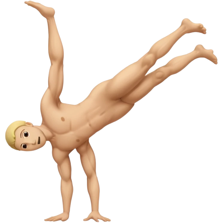 Fully body baked nude male cartwheel emoji