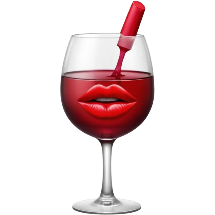 lipstick kiss on red wine glass emoji