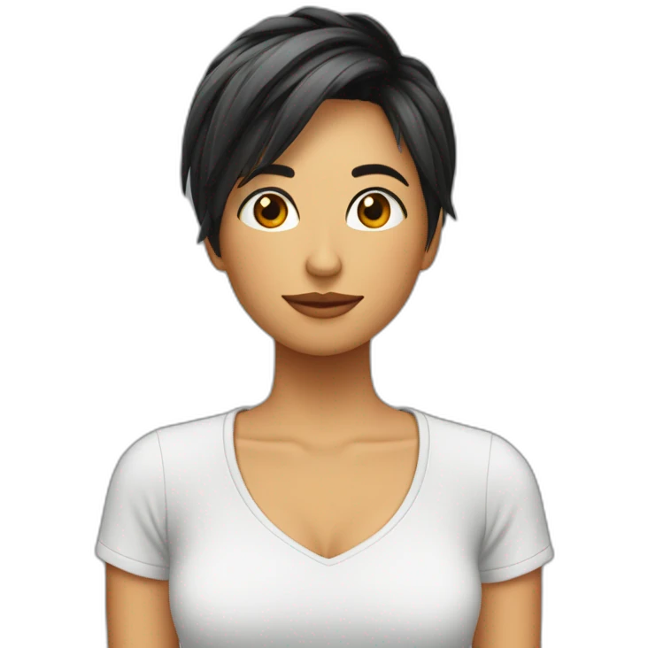 Chica morocha cabello corto abrazando planta  emoji