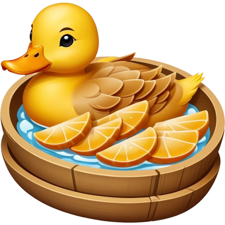 Nanjing Salted Duck sliced pieces with glistening skin, simplified emoji style with bold outlines and bright colors, cartoon style Jiangsu specialty Ya Xue emoji