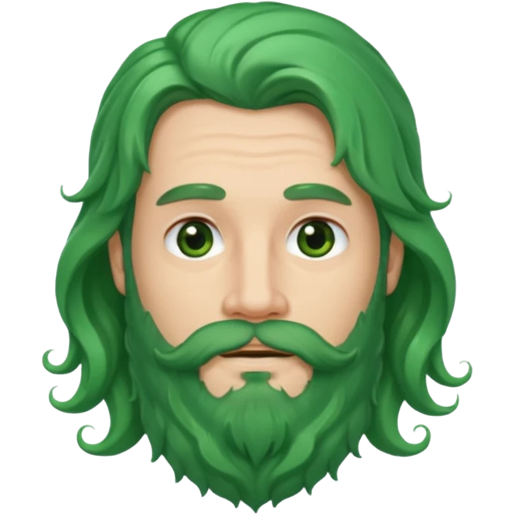 green long wavy hair and beard man emoji