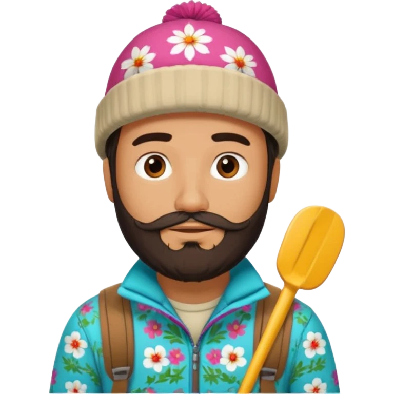 mexican guy with beard, ski hat, flowerd shirt emoji