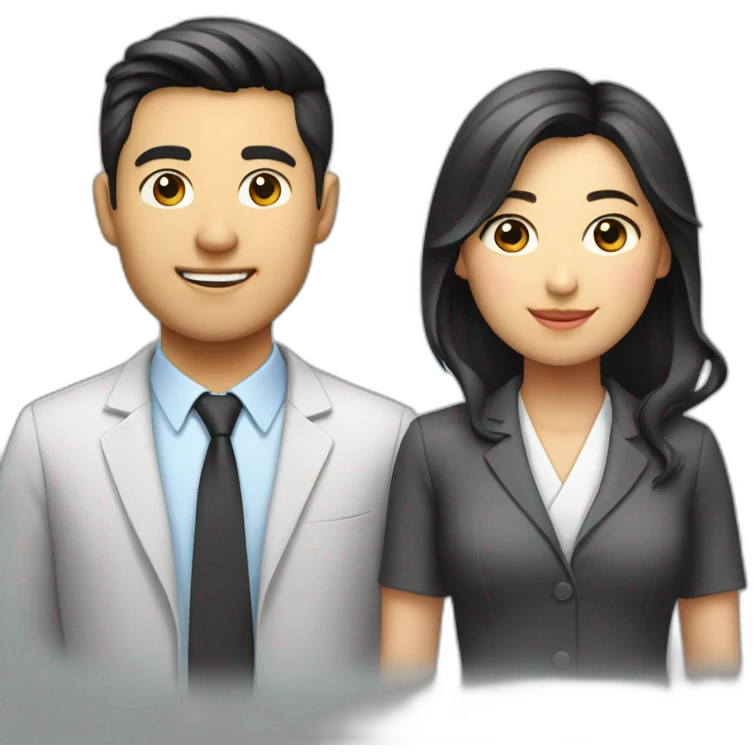 Asian software engineer guy and asian lawyer girl emoji