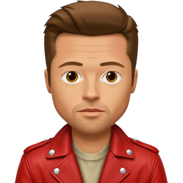 tyler durner personaje pelicula fight club con campera roja, brad pitt emoji