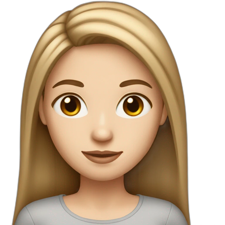 One white girl with long straight light brown hair and gray eyes emoji
