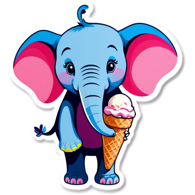 Elephant eating ice cream emoji
