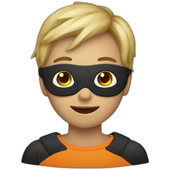 Boy wearing Halloween mask emoji