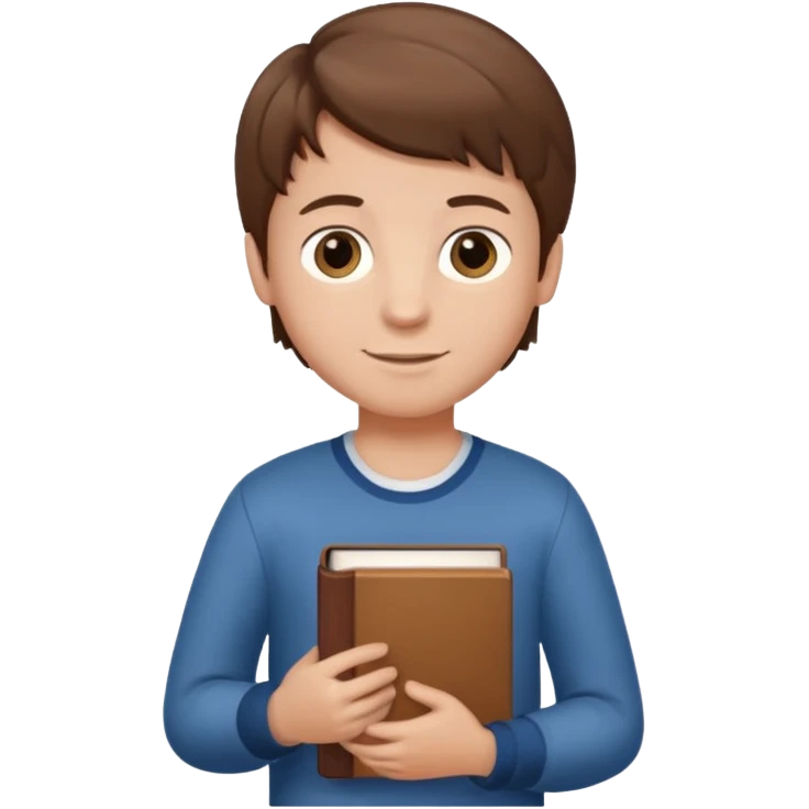 պետք է լինի կանգնած տղա որի աջ ձեռքում լինի գիրք մի փոքր ժպտա  emoji