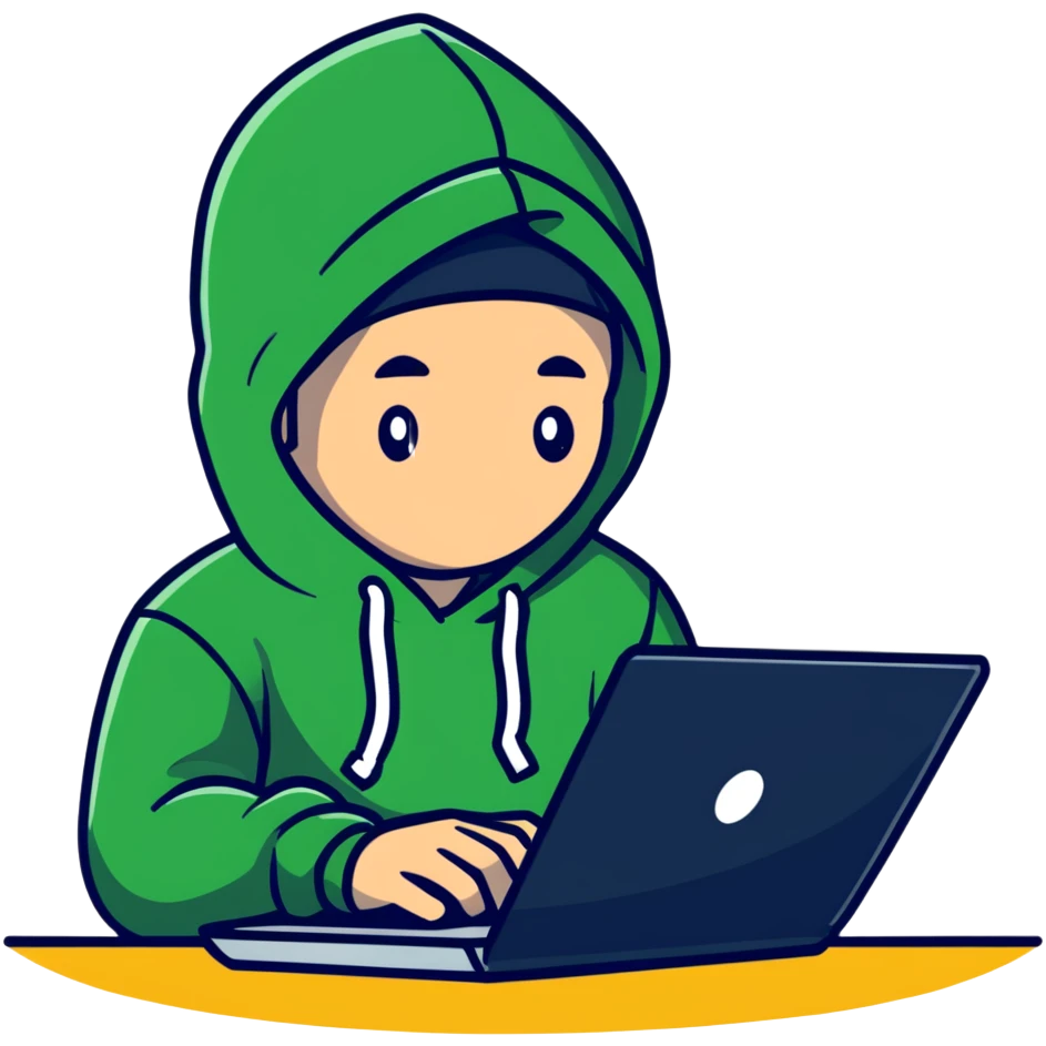 hacker with laptop wearing hoodie emoji