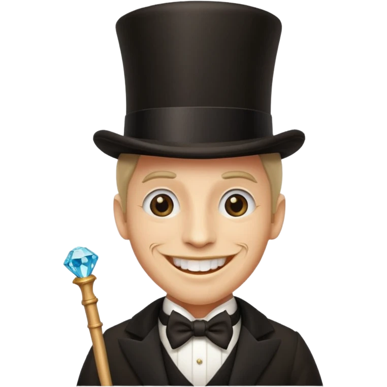 Man with top hat, cane and diamond front tooth emoji