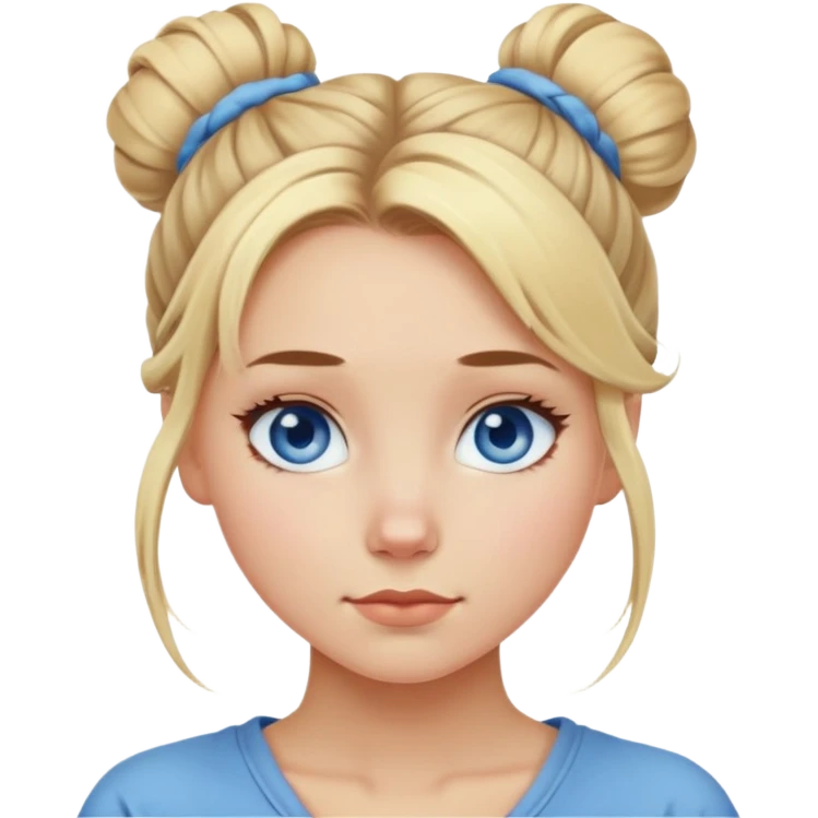 blue-eyed blonde girl with messy bun emoji