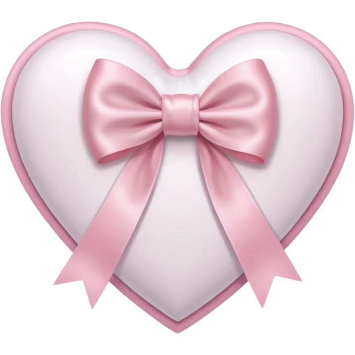 white heart with light pink ribbon bow emoji