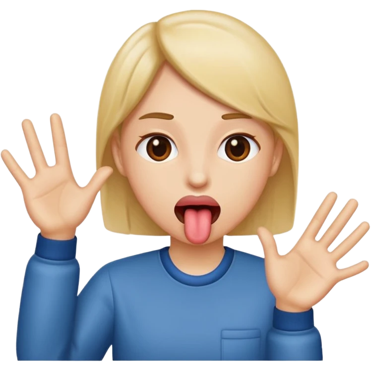 tongue out and hands to the side emoji
