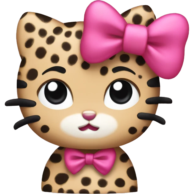 Hello kitty with a cheetah print bow emoji